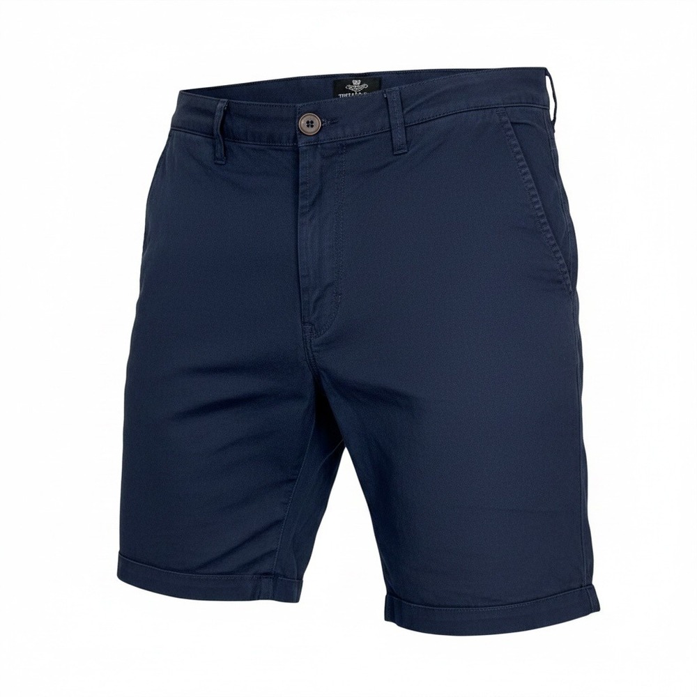 Threadbare Chino Shorts‎ 38 Navy Blue Button Fly Cotton Twill Preppy NWT